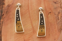 Calvin Begay Starry Night in the Pueblo Sterling Silver Earrings